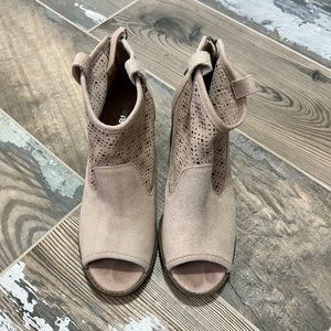 Suede Open Toe Booties